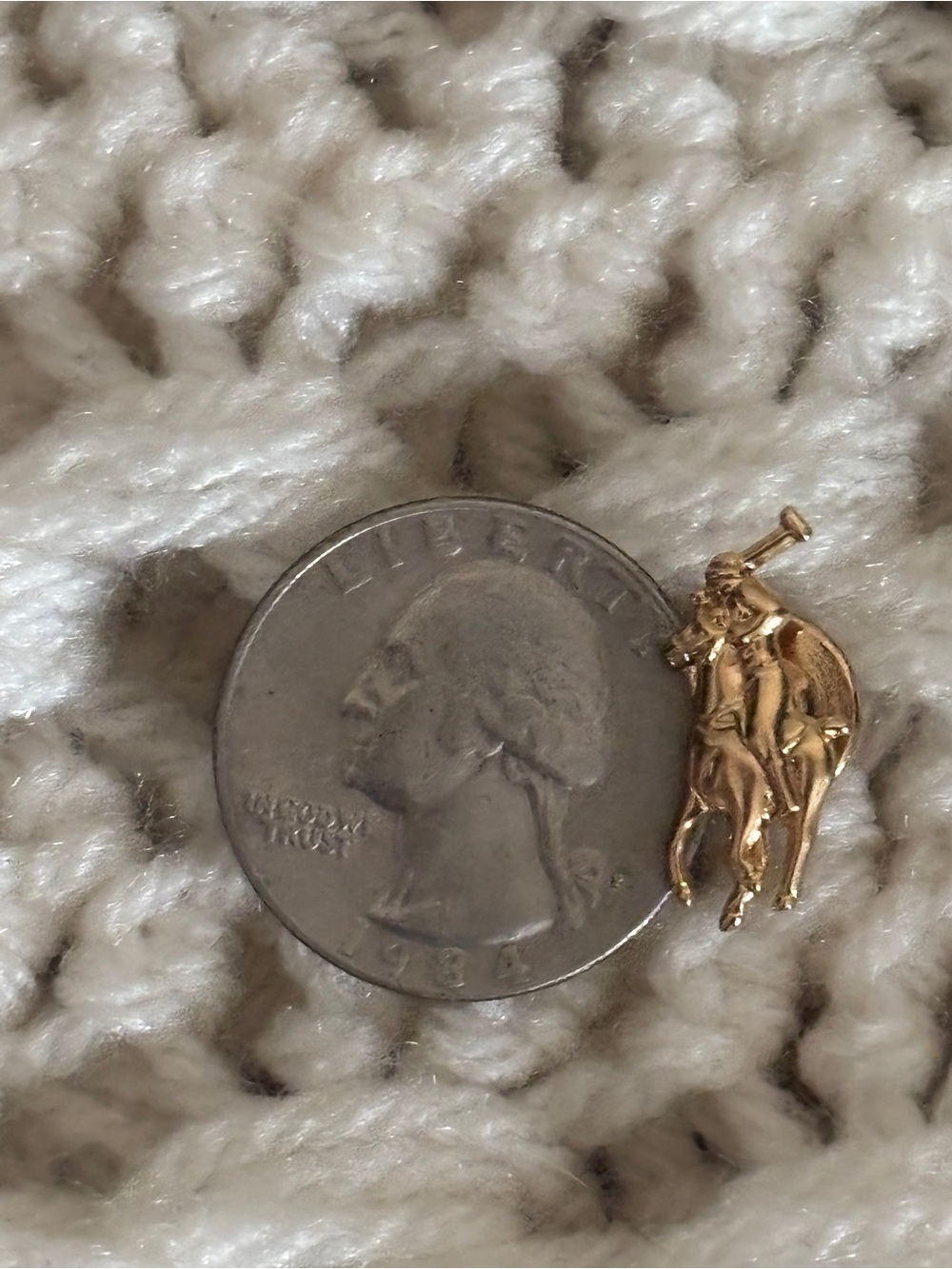 14K Gold Polo Ralph Lauren Lapel Pony/Rider Pin Tie Equestrian Jewelry RARE FIND